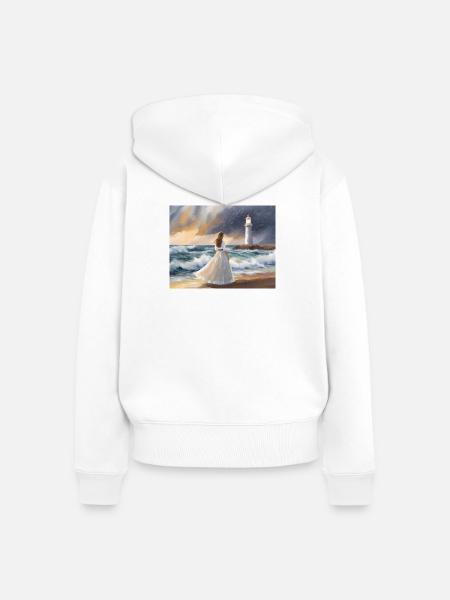 Die Frau und der Leuchtturm - Frauen Premium Bio Zip Hoodie - Weiß