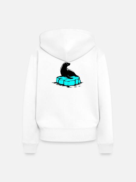 Seelöwe auf Eisscholle - Frauen Premium Bio Zip Hoodie - Weiß