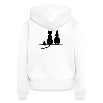 Katz Maus Hase - Frauen Premium Bio Zip Hoodie - Weiß - Hinten - AI Model Female 172 light (172cm)