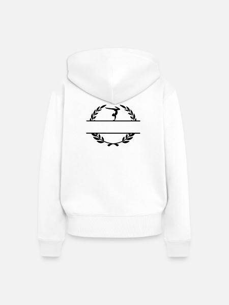 Turnerin im Lorbeerkranz-Monogramm - Frauen Premium Bio Zip Hoodie - Weiß