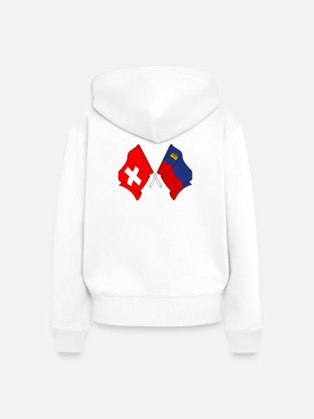 Flagge Schweiz und Flagge Liechtenstein - Frauen Premium Bio Zip Hoodie - Weiß