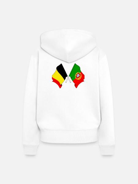 Flagge Belgien, Flagge Portugal - Frauen Premium Bio Zip Hoodie - Weiß