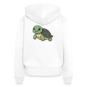 Tortue heureuse mignonne - dessin animé adorable et joyeux - Sweat à capuche zippé Premium bio Femme - blanc - Dos - AI Model Female 172 light (172cm)