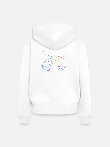 Farblinienakrobat in Bewegung - Frauen Premium Bio Zip Hoodie - Weiß
