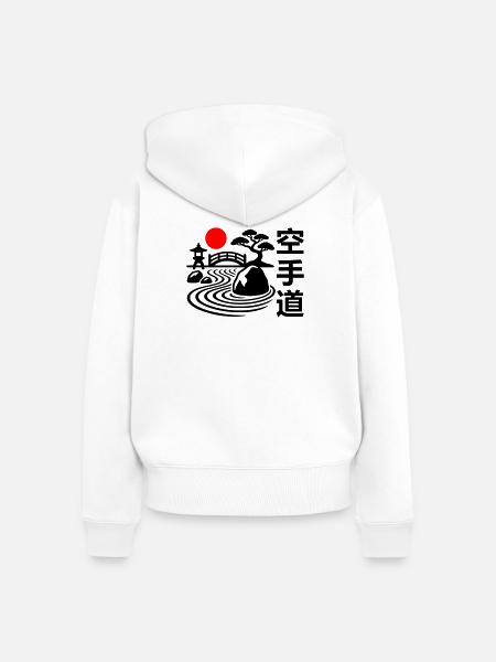 Karate Natur - Frauen Premium Bio Zip Hoodie - Weiß
