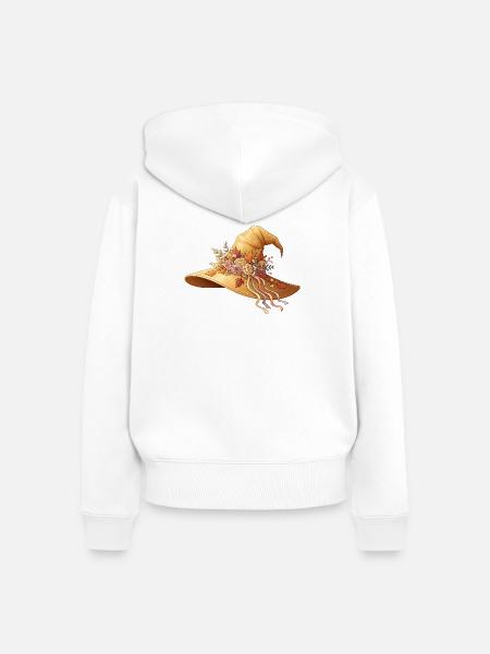 Herbstlicher Blumen-Hut - Frauen Premium Bio Zip Hoodie - Weiß