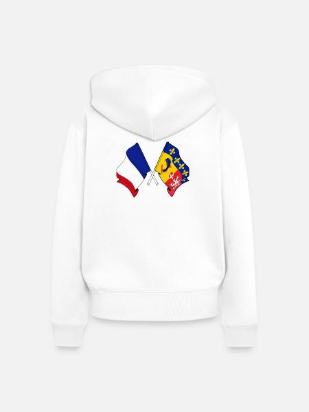 Rhône-Alpes-Herzfrequenz FR - Frauen Premium Bio Zip Hoodie - Weiß