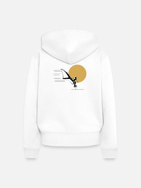Wingfoiler vor Sonne - Frauen Premium Bio Zip Hoodie - Weiß
