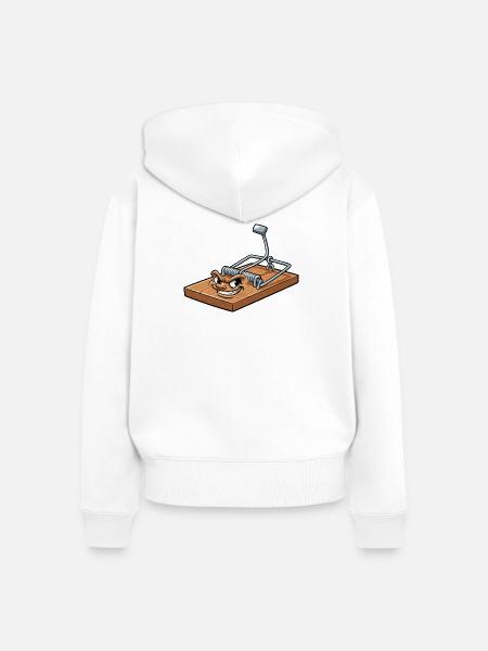 Freche Mausefalle Cartoon - Frauen Premium Bio Zip Hoodie - Weiß