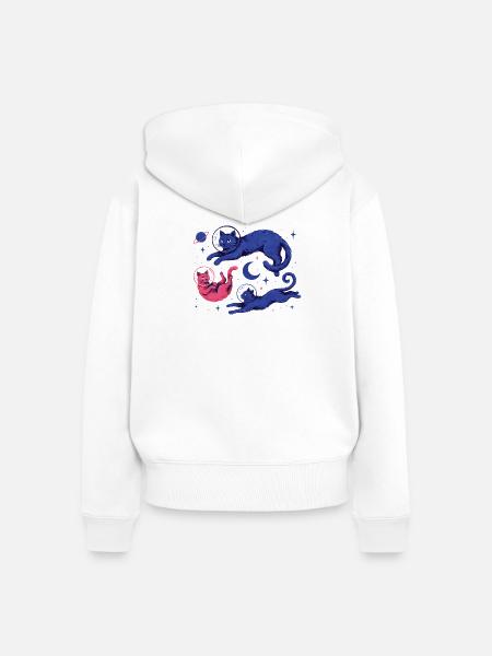 Astronauten Kätzchen Sterne Planeten - Frauen Premium Bio Zip Hoodie - Weiß