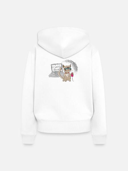 Lustige Katzen-Computer-Desktop-Maus - Frauen Premium Bio Zip Hoodie - Weiß