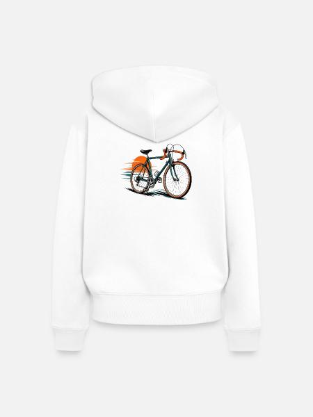 Fahrrad-Icon mit sonnigem Hintergrund - Frauen Premium Bio Zip Hoodie - Weiß