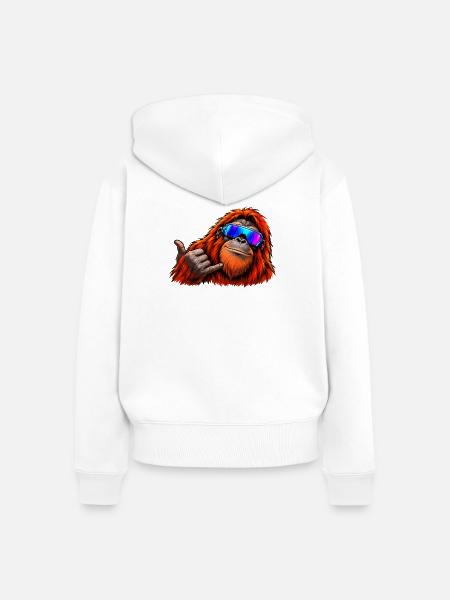 orang-utan-cool - Frauen Premium Bio Zip Hoodie - Weiß