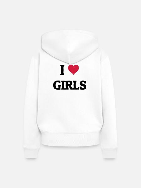 I love Girls - Frauen Premium Bio Zip Hoodie - Weiß