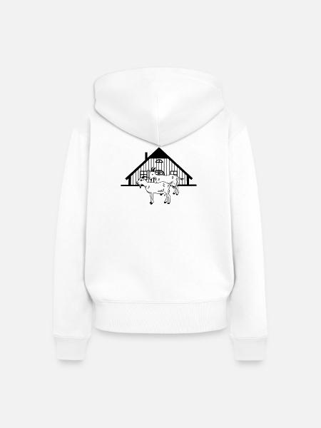 Ziegenfarm oder Stall - Frauen Premium Bio Zip Hoodie - Weiß