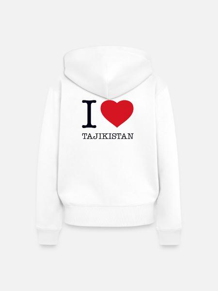 I LOVE TAJIKISTAN - Frauen Premium Bio Zip Hoodie - Weiß