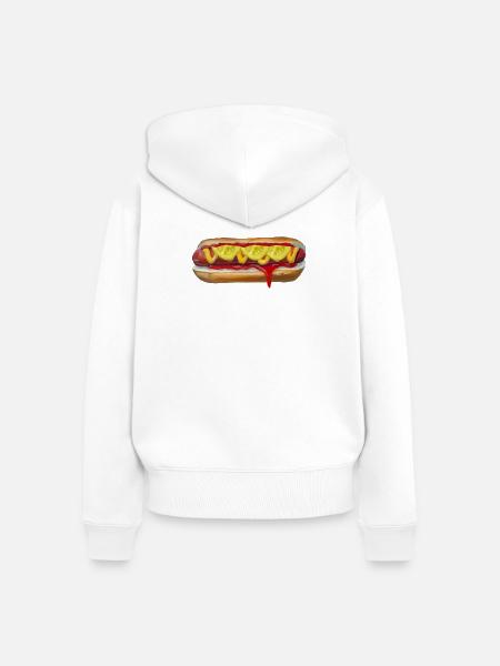 Farbexplosiver Hotdog Malerei - Frauen Premium Bio Zip Hoodie - Weiß