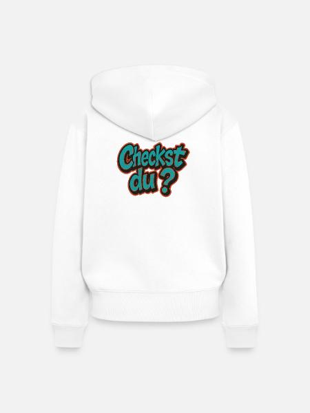 Humorvolles Checkst du? Design - Frauen Premium Bio Zip Hoodie - Weiß