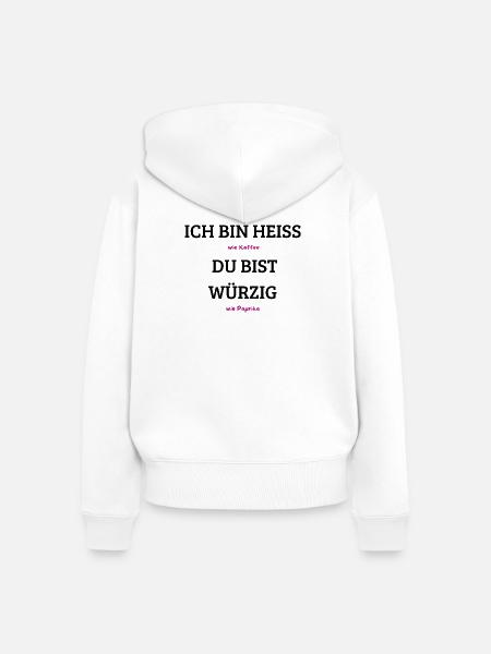 Kaffee Paprika Kontrast - Frauen Premium Bio Zip Hoodie - Weiß