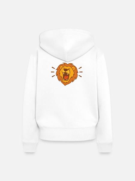 Löwenruf: Tapferer Löwe Grafik - Frauen Premium Bio Zip Hoodie - Weiß