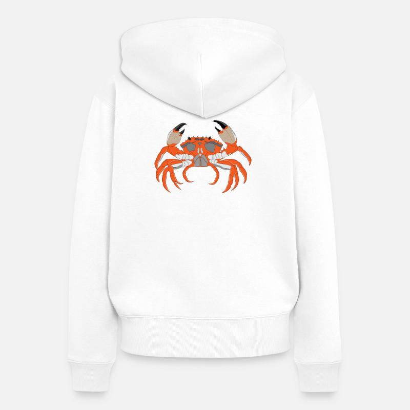 Empreinte de crabe - Sweat à capuche zippé Premium bio Femme - blanc