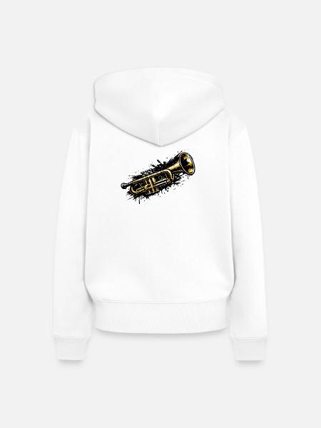 Trompete Künstlerisches Farb Motiv - Frauen Premium Bio Zip Hoodie - Weiß