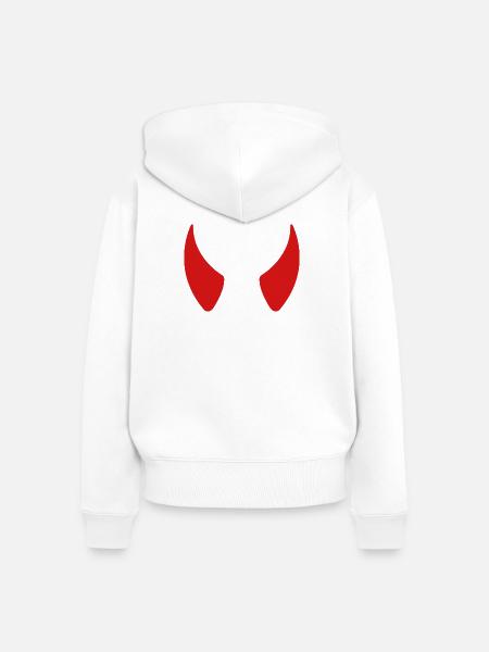 Teufelshörner - Frauen Premium Bio Zip Hoodie - Weiß