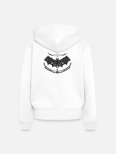 Nachtflügel und Dunkle Schädel - Frauen Premium Bio Zip Hoodie - Weiß