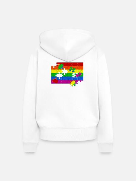 LGTBQ+ Flaggen-Puzzle - Frauen Premium Bio Zip Hoodie - Weiß