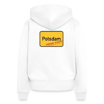 POTSDAM - MA VILLE - Sweat à capuche zippé Premium bio Femme - blanc - Dos - AI Model Female 172 light (172cm)