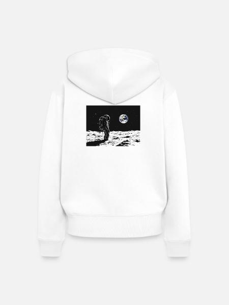 Astronaut looking back - Frauen Premium Bio Zip Hoodie - Weiß