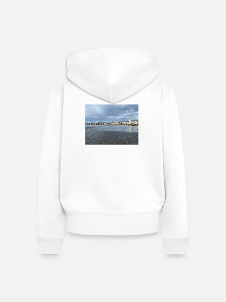 Winterpanorama von Reykjavik - Frauen Premium Bio Zip Hoodie - Weiß