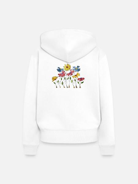 Blumen - Frauen Premium Bio Zip Hoodie - Weiß