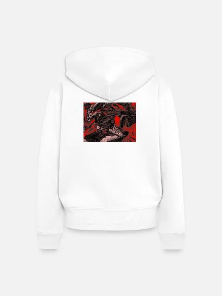 Roter Marmormix Wirbelkunst - Frauen Premium Bio Zip Hoodie - Weiß