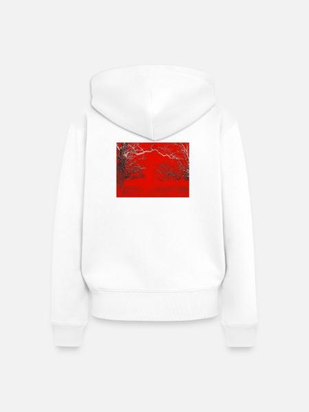 Roter Waldrand Kontrast - Frauen Premium Bio Zip Hoodie - Weiß
