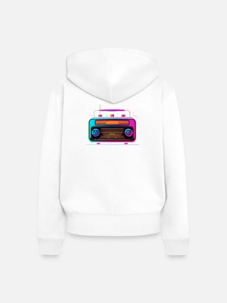 70er Jahre Radio - Frauen Premium Bio Zip Hoodie - Weiß