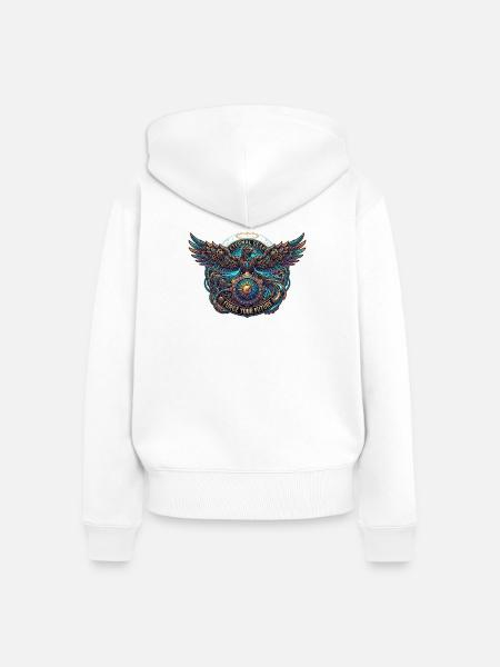 Ewiger Zahnrad-Adler - Frauen Premium Bio Zip Hoodie - Weiß