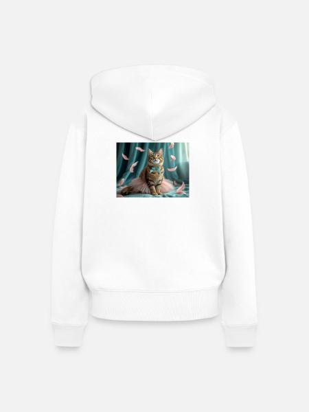 Pastellblaue Tutu-Katze - Frauen Premium Bio Zip Hoodie - Weiß
