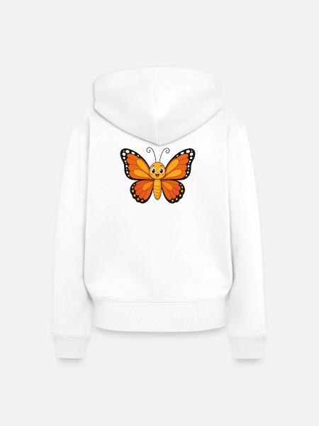 Oranger Schmetterling illustriert - Frauen Premium Bio Zip Hoodie - Weiß