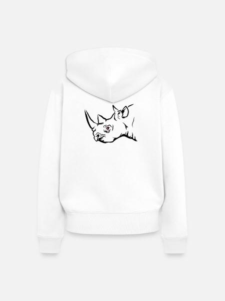 RHINO Rote Flamme - Frauen Premium Bio Zip Hoodie - Weiß