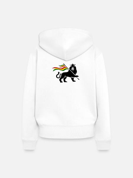 Rasta Fahnenlöwe - Frauen Premium Bio Zip Hoodie - Weiß