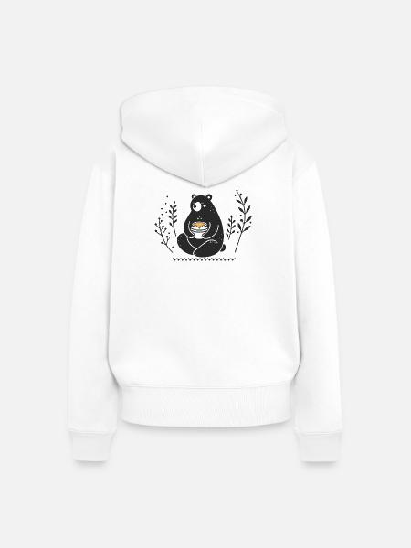 Braunbär mit Honigtopf – Liebevolle Illustration - Frauen Premium Bio Zip Hoodie - Weiß