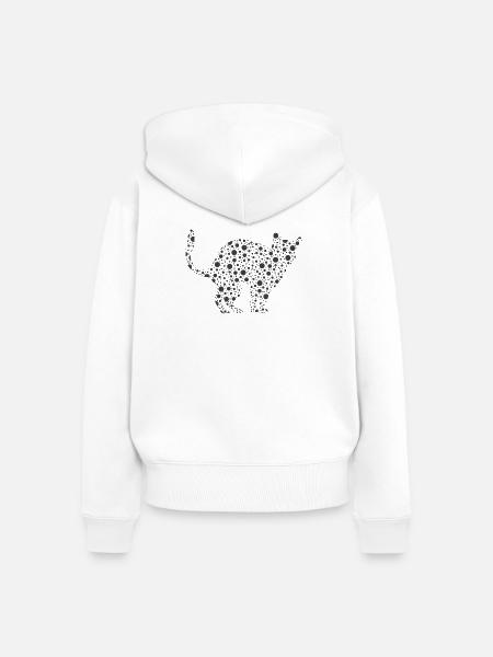 Punktierte Katzen Silhouette - Frauen Premium Bio Zip Hoodie - Weiß
