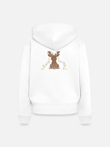 Entspanntes Rentier im Lotussitz - Frauen Premium Bio Zip Hoodie - Weiß