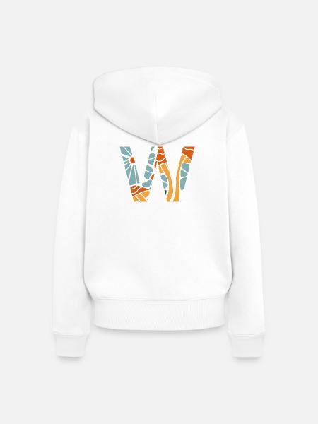 Buchstabe w groovy Blumen Geschenkidee - Frauen Premium Bio Zip Hoodie - Weiß