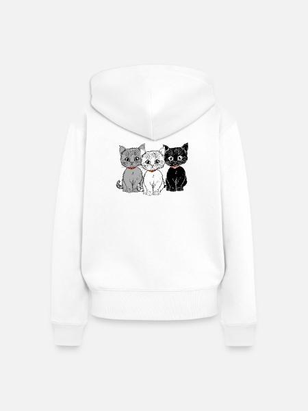 Drei Kätzchen - Frauen Premium Bio Zip Hoodie - Weiß