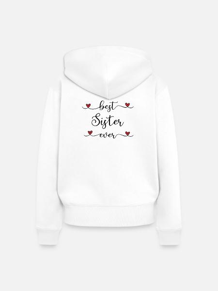 beste Schwester - Frauen Premium Bio Zip Hoodie - Weiß