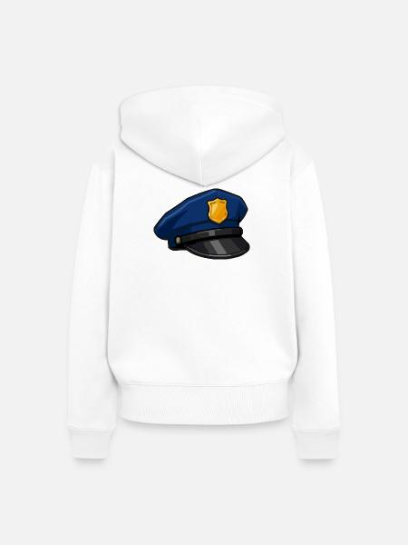 Cartoon-Polizeikappe mit Abzeichen - Frauen Premium Bio Zip Hoodie - Weiß