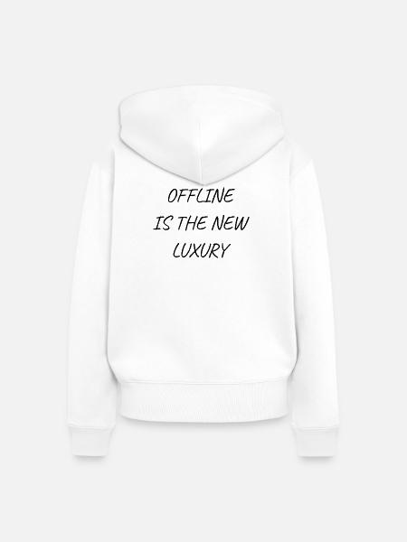 offline is luxus - Frauen Premium Bio Zip Hoodie - Weiß