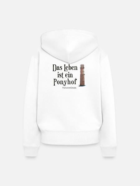 Ponyhof-Leben am Travemünder Leuchtturm - Frauen Premium Bio Zip Hoodie - Weiß